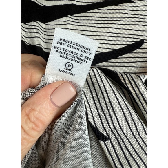 Diane von Furstenberg DVF Dress Black White Abstract 3/4 Sleeve Size 4 Silk - Picture 8 of 10